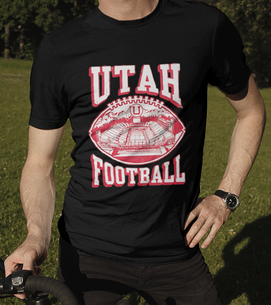 Utah Utes Football Stadium Illustration With Mountain T-Shirt