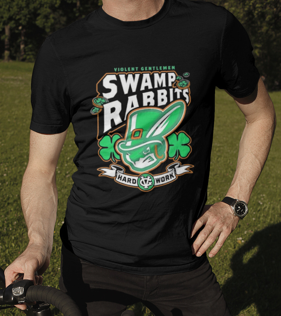 Violent Gentlemen Swamp Rabbits Hard Work Swamp Leprechaun T-Shirt