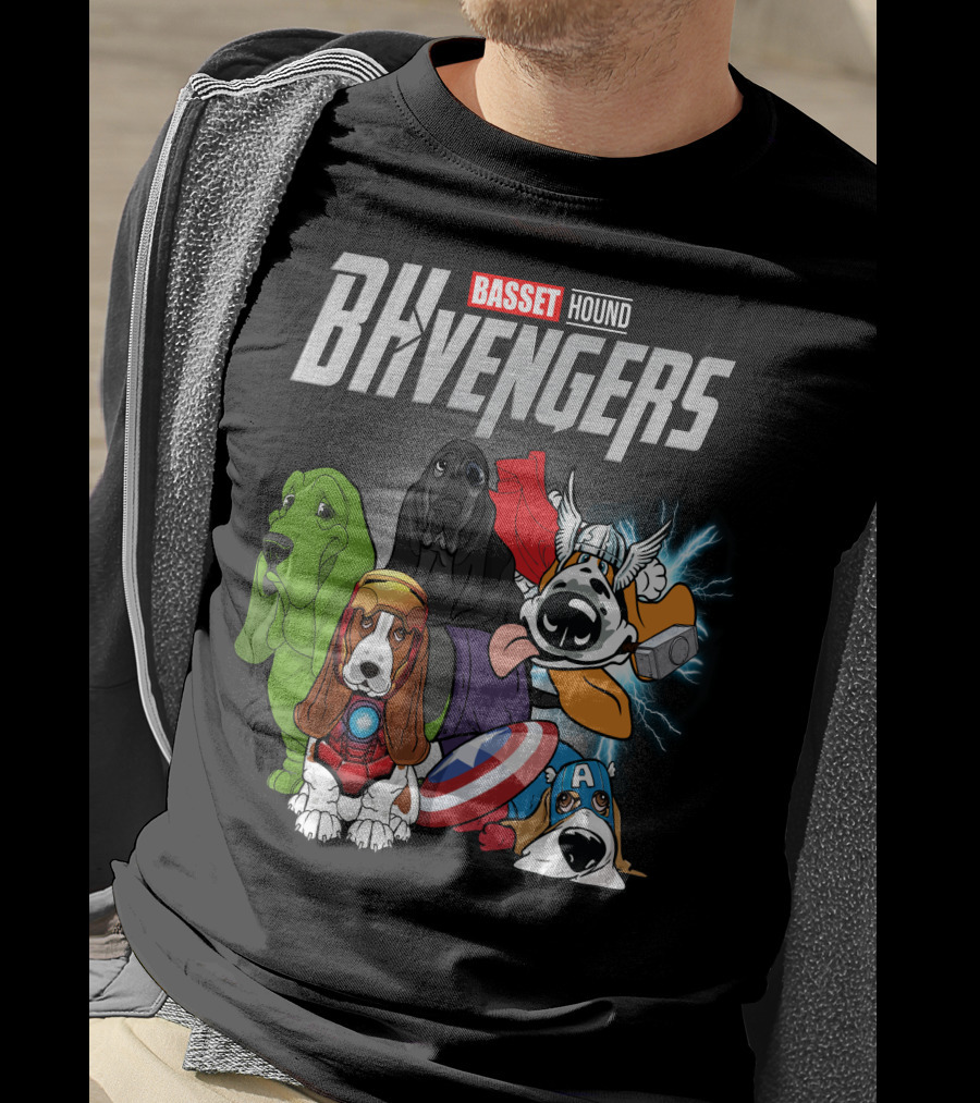 Basset Hound BHvengers Superhero Assembly T-Shirt