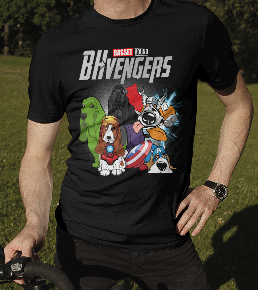 Basset Hound BHvengers Superhero Assembly T-Shirt
