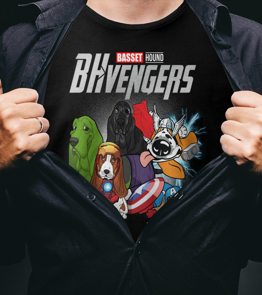 Basset Hound BHvengers Superhero Assembly T-Shirt