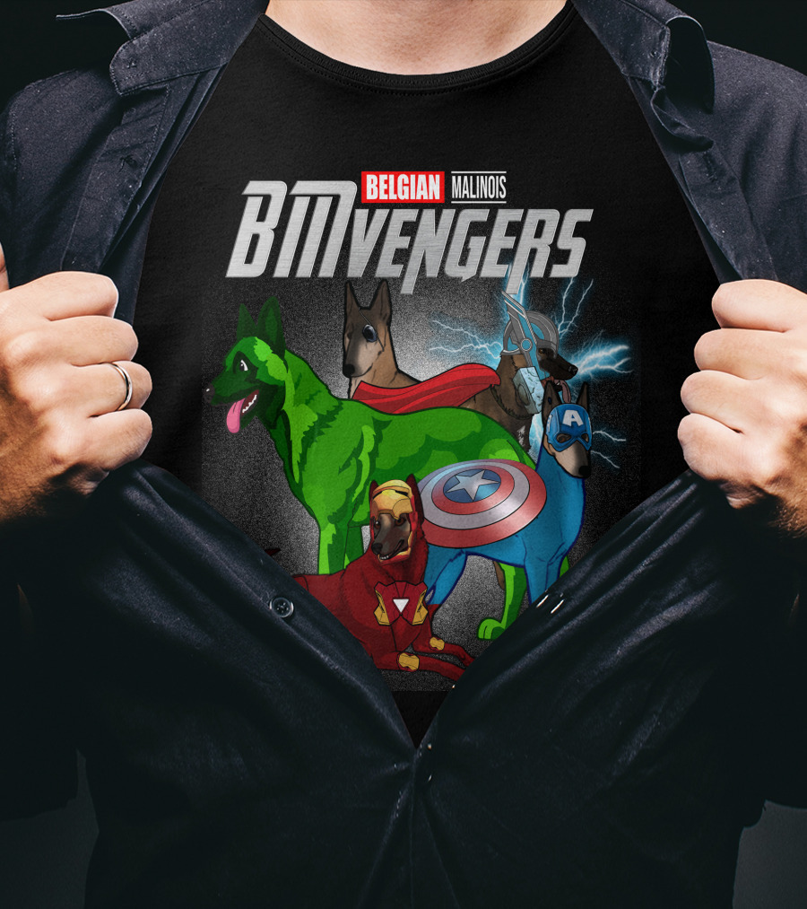 Belgian Malinois BMVengers Superhero Team-Up T-Shirt
