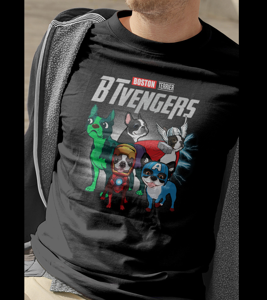 Boston Terrier BTvengers Superhero Dogs T-Shirt