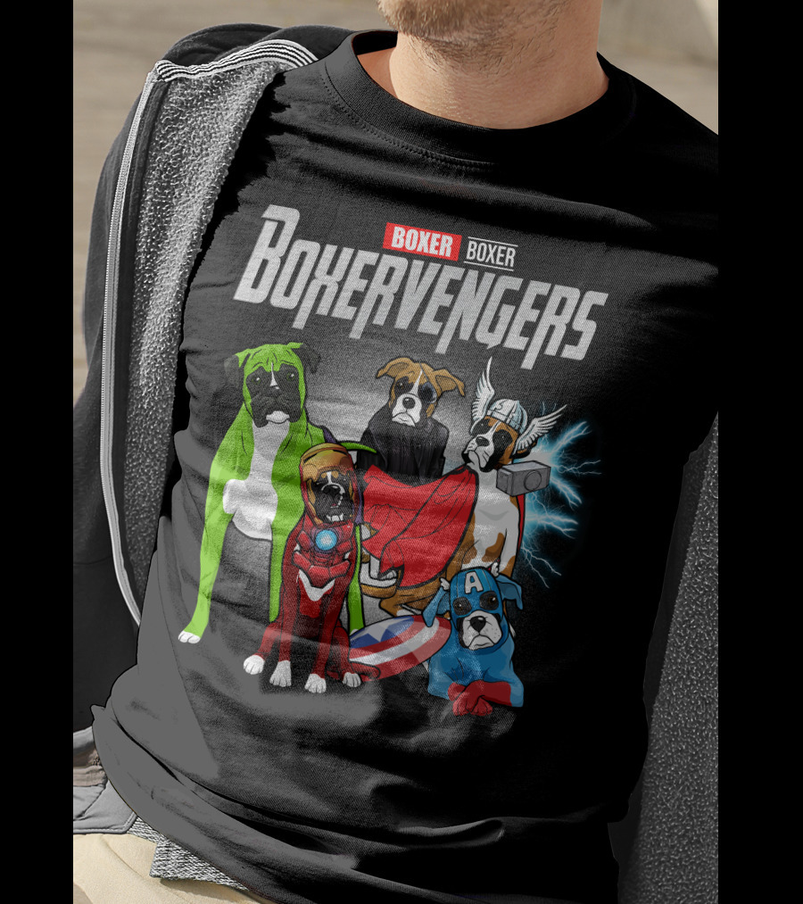 Boxer Boxervengers Marvel-Inspired Heroic Dogs T-Shirt