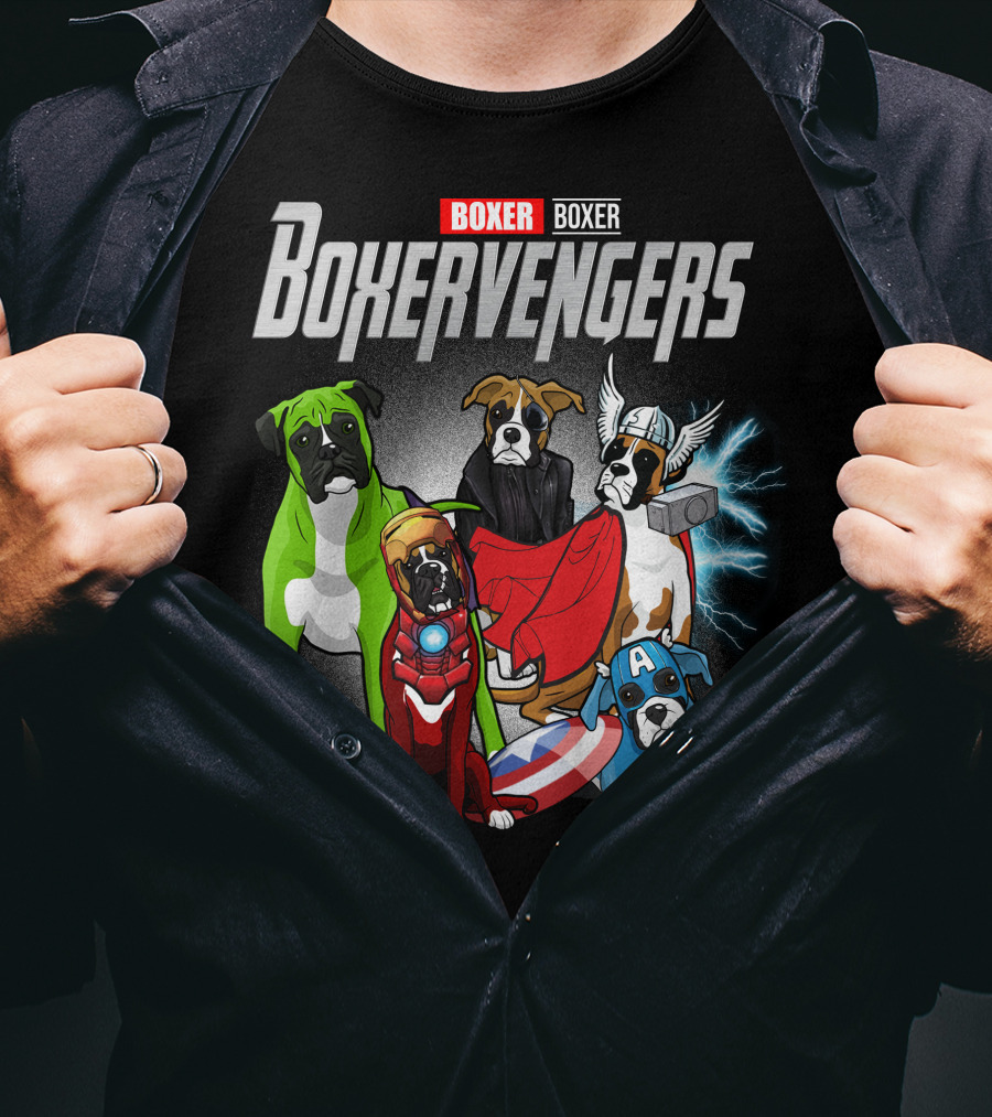 Boxer Boxervengers Marvel-Inspired Heroic Dogs T-Shirt