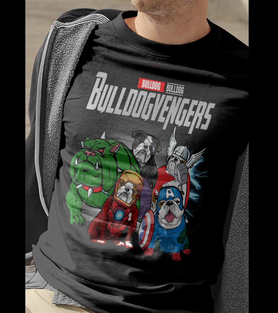 Bulldog Bulldogvengers Hulk Iron Man Captain America Thor T-Shirt