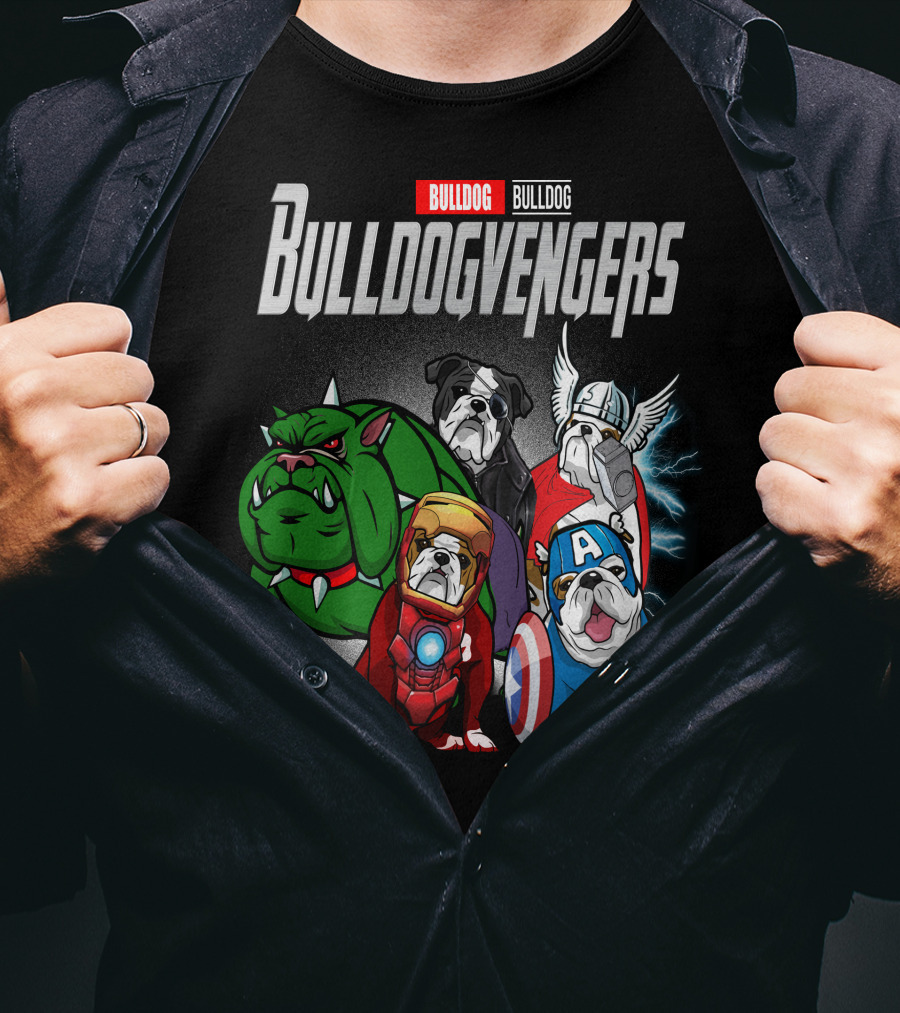 Bulldog Bulldogvengers Hulk Iron Man Captain America Thor T-Shirt