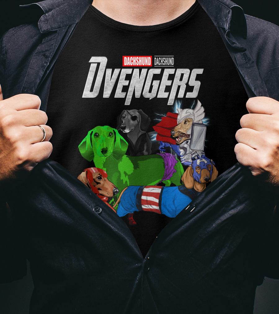 Dachshund Dvengers Dogs In Superhero Costumes T-Shirt