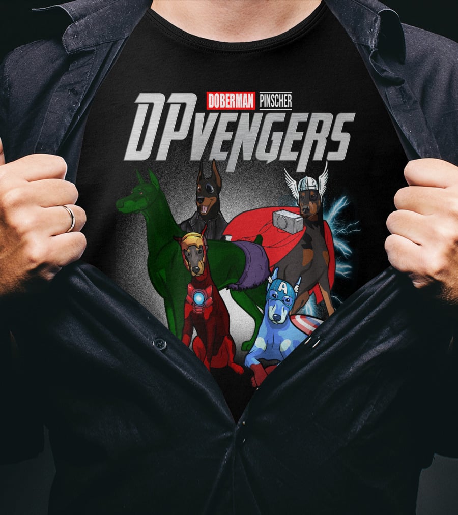 Doberman Pinscher DPvengers Superhero Dogs T-Shirt
