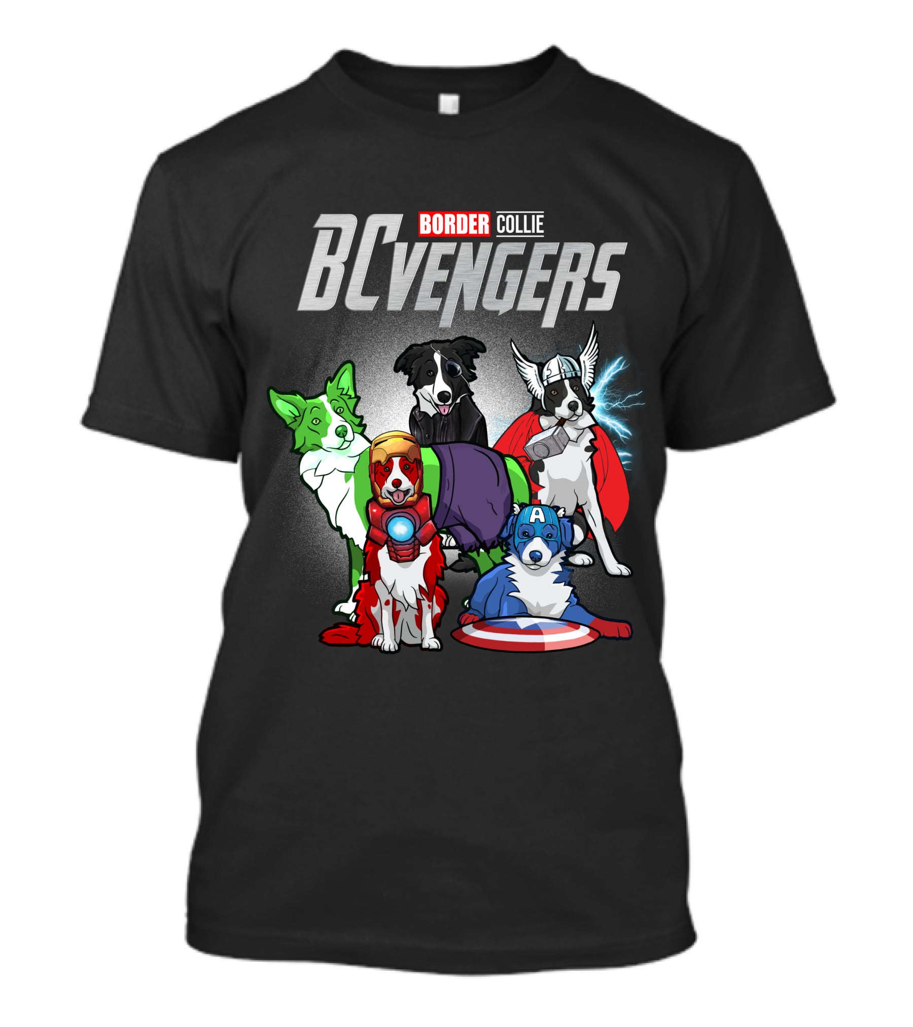 Border Collie BCvenger Superhero Dogs Ensemble T-Shirt