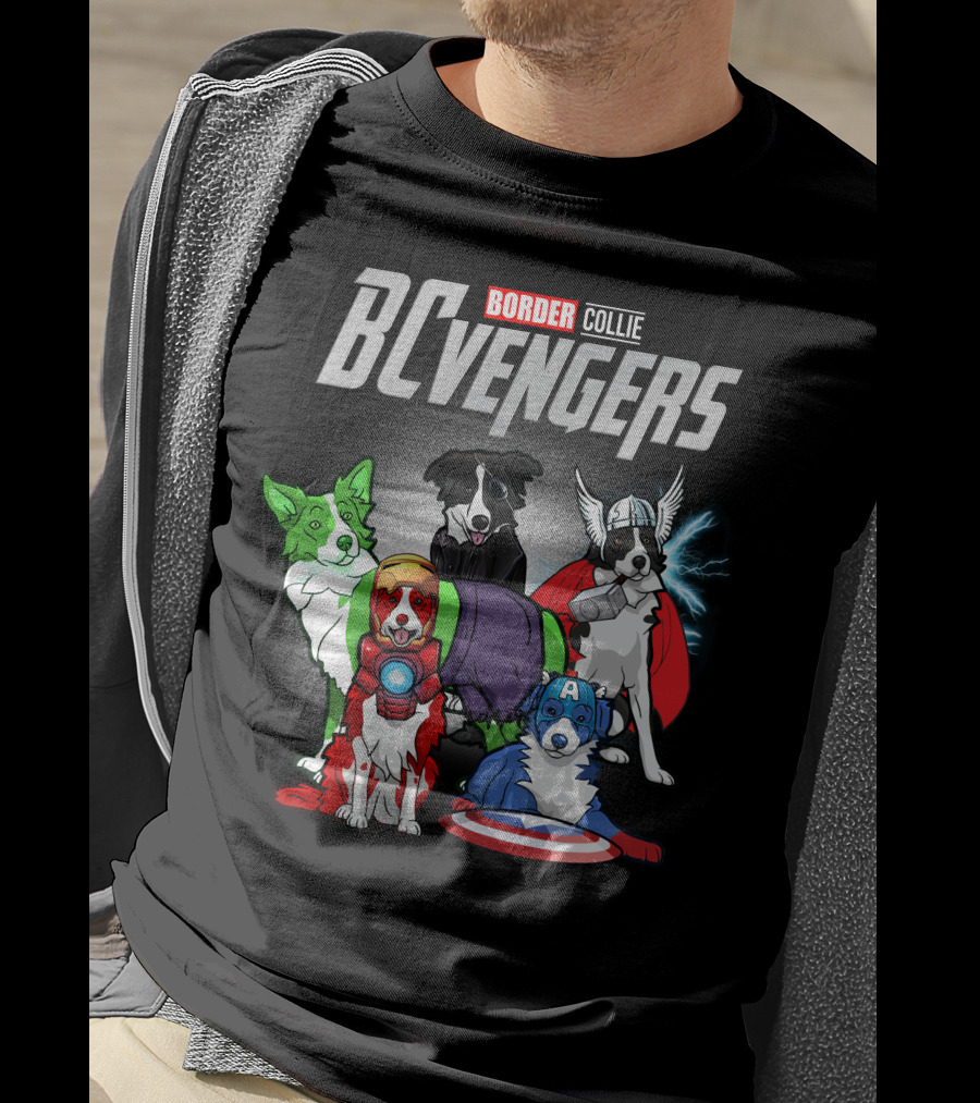 Border Collie BCvenger Superhero Dogs Ensemble T-Shirt