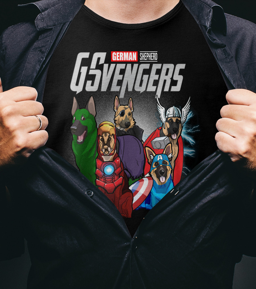 German Shepherd GSvengers Avengers Parody Dogs T-Shirt