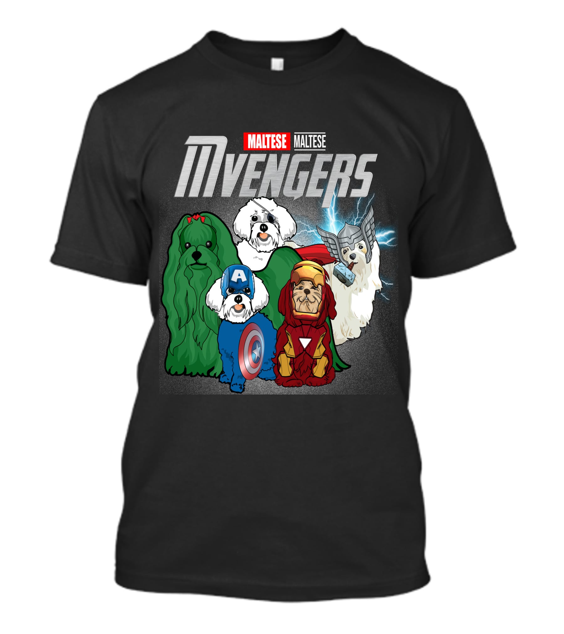 Maltese Mvengers Superhero Dogs T-Shirt