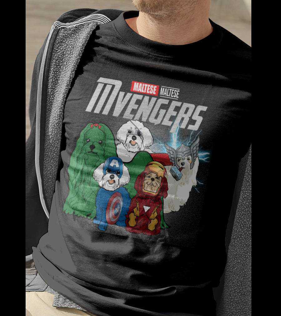 Maltese Mvengers Superhero Dogs T-Shirt