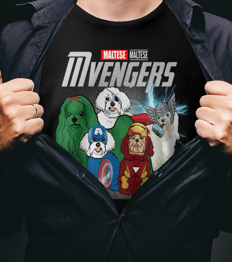 Maltese Mvengers Superhero Dogs T-Shirt