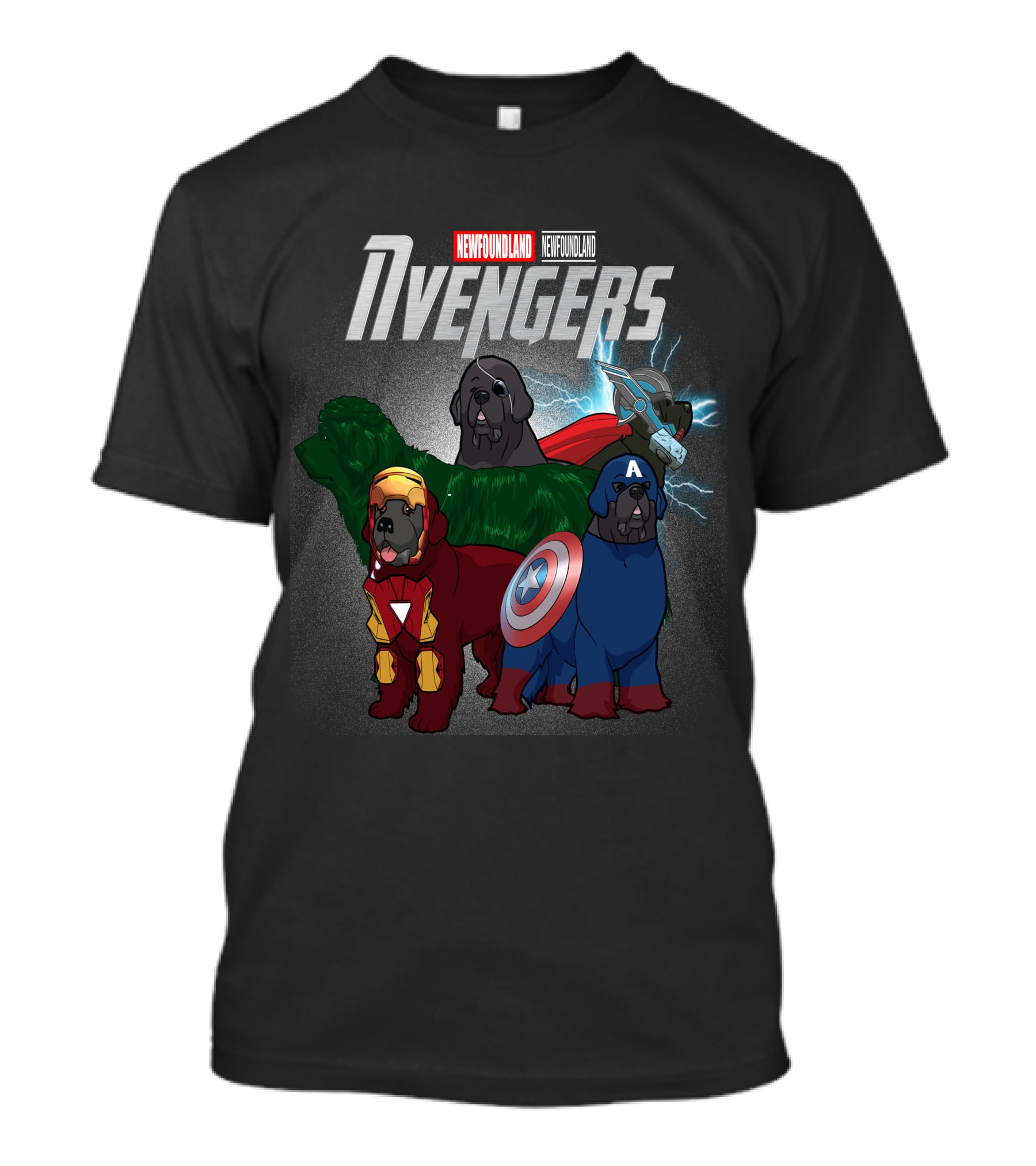 Newfoundland Avengers Dog Parody Marvel Superheroes T-Shirt