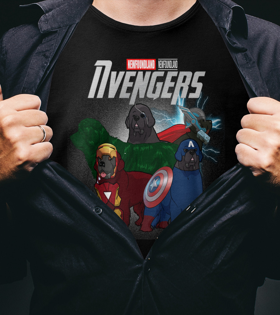 Newfoundland Avengers Dog Parody Marvel Superheroes T-Shirt