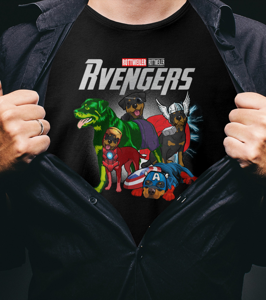 Rottweiler Rvengers Superhero Dogs T-Shirt