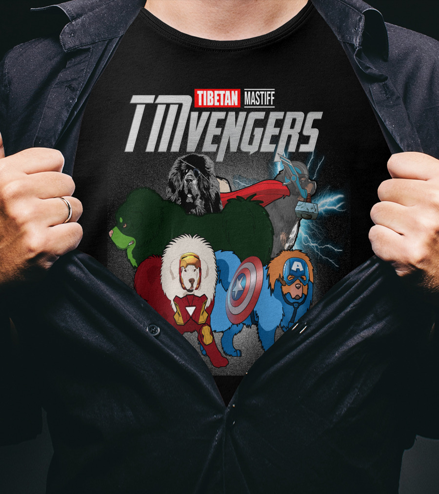 Tibetan Mastiff TMvengers Heroic Team-Up T-Shirt
