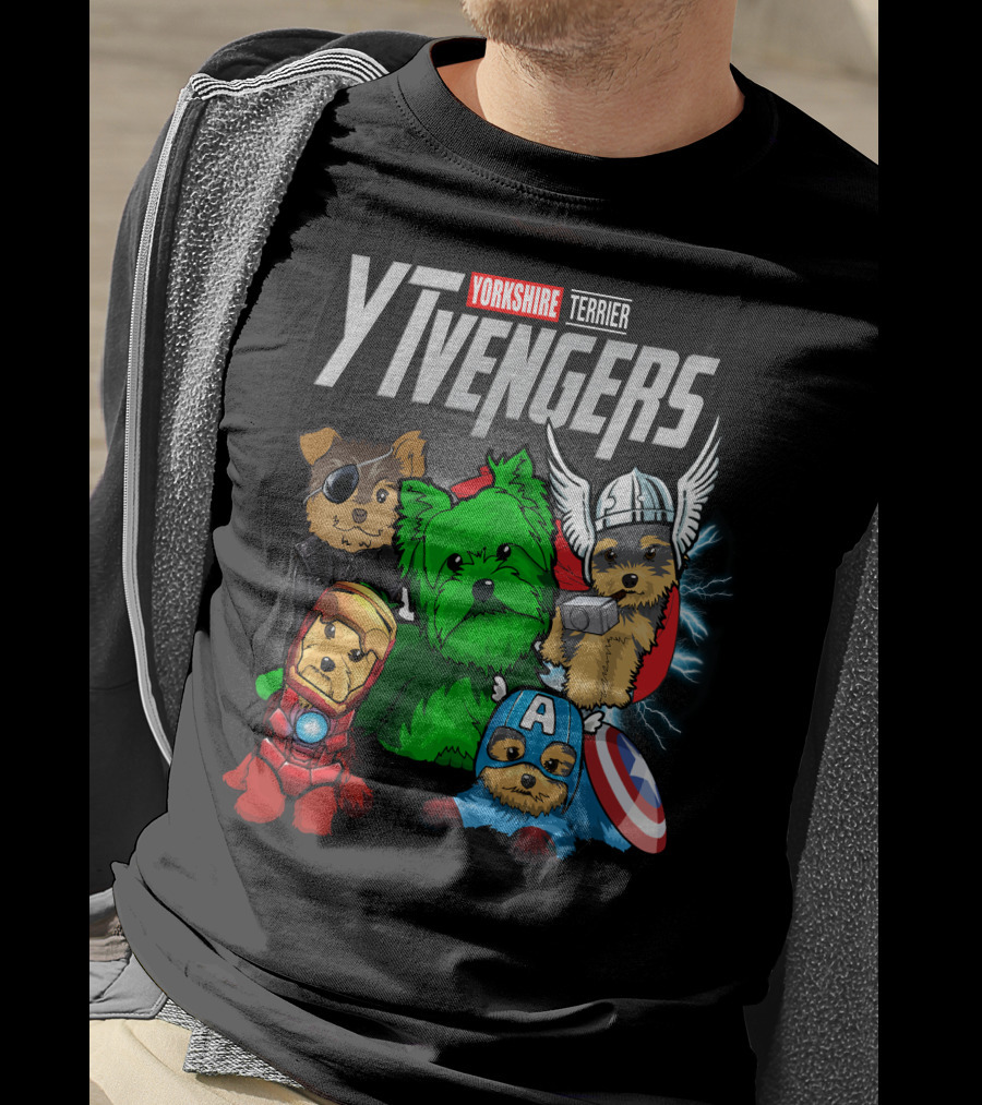 Yorkshire Terrier YTvengers Superhero Pups In Iconic Costumes T-Shirt