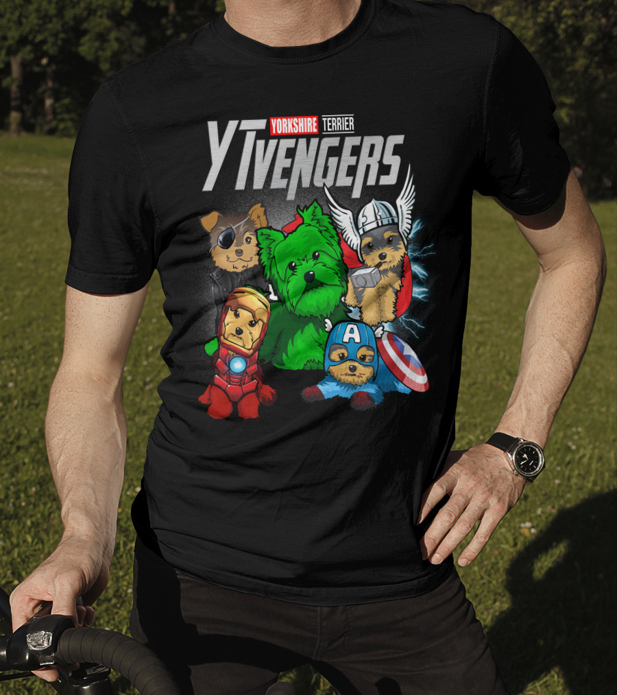 Yorkshire Terrier YTvengers Superhero Pups In Iconic Costumes T-Shirt