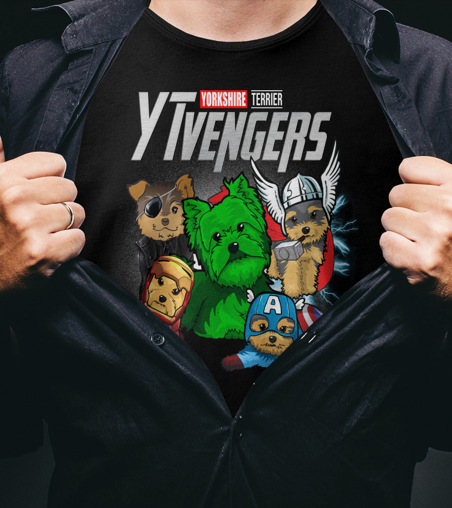 Yorkshire Terrier YTvengers Superhero Pups In Iconic Costumes T-Shirt