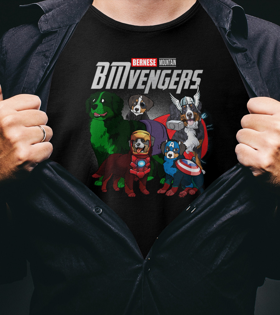 Bernese Mountain BMvengers Dog Avengers Superhero T-Shirt