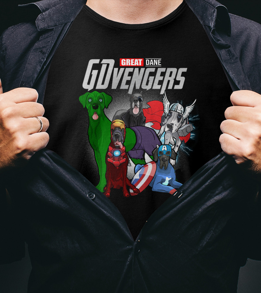 GDvengers Great Dane Superhero Dogs Avengers T-Shirt