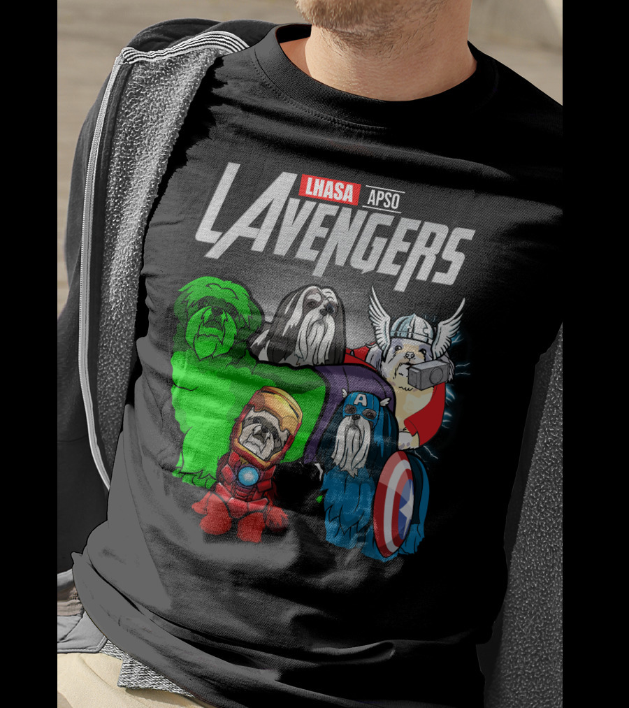 Lhasa Apso LAvengers Comic Superhero Dogs T-Shirt