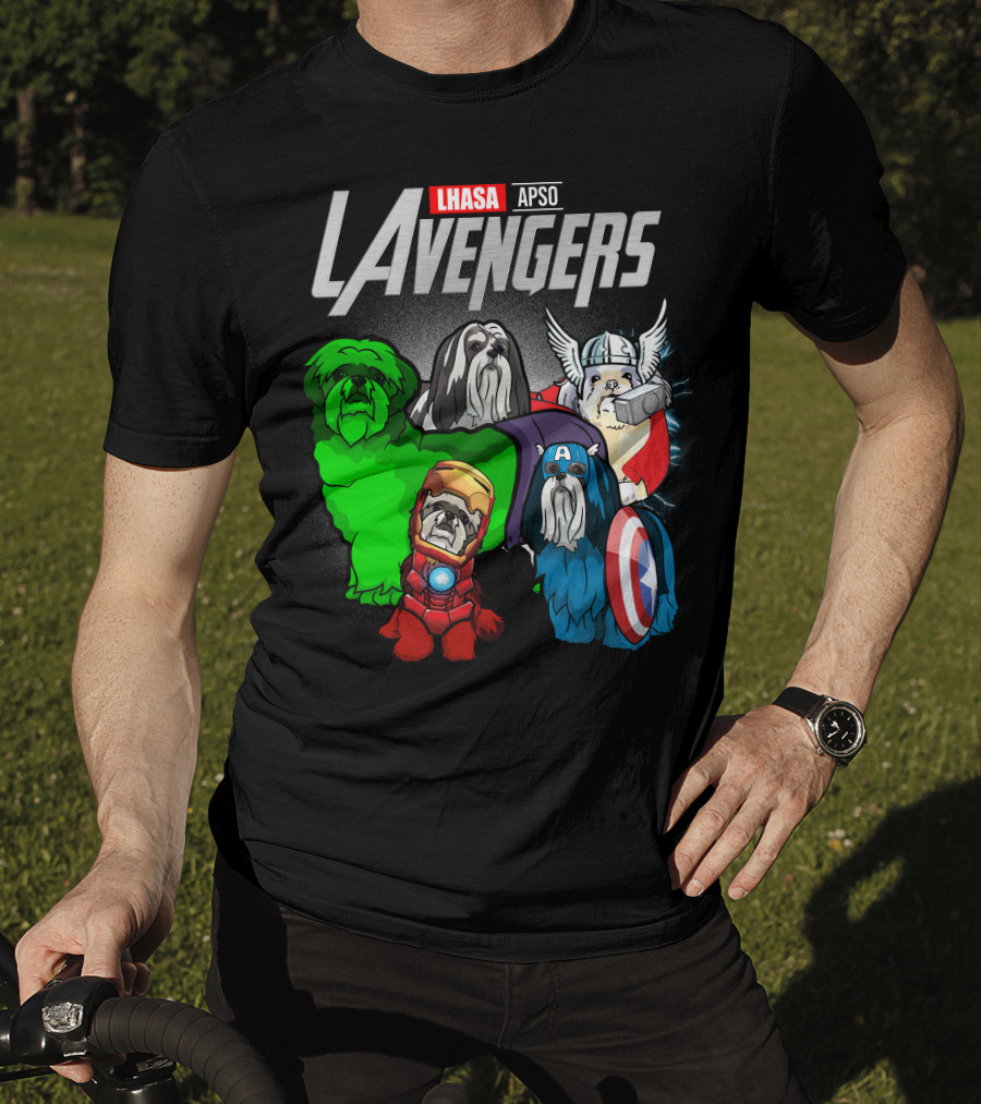 Lhasa Apso LAvengers Comic Superhero Dogs T-Shirt