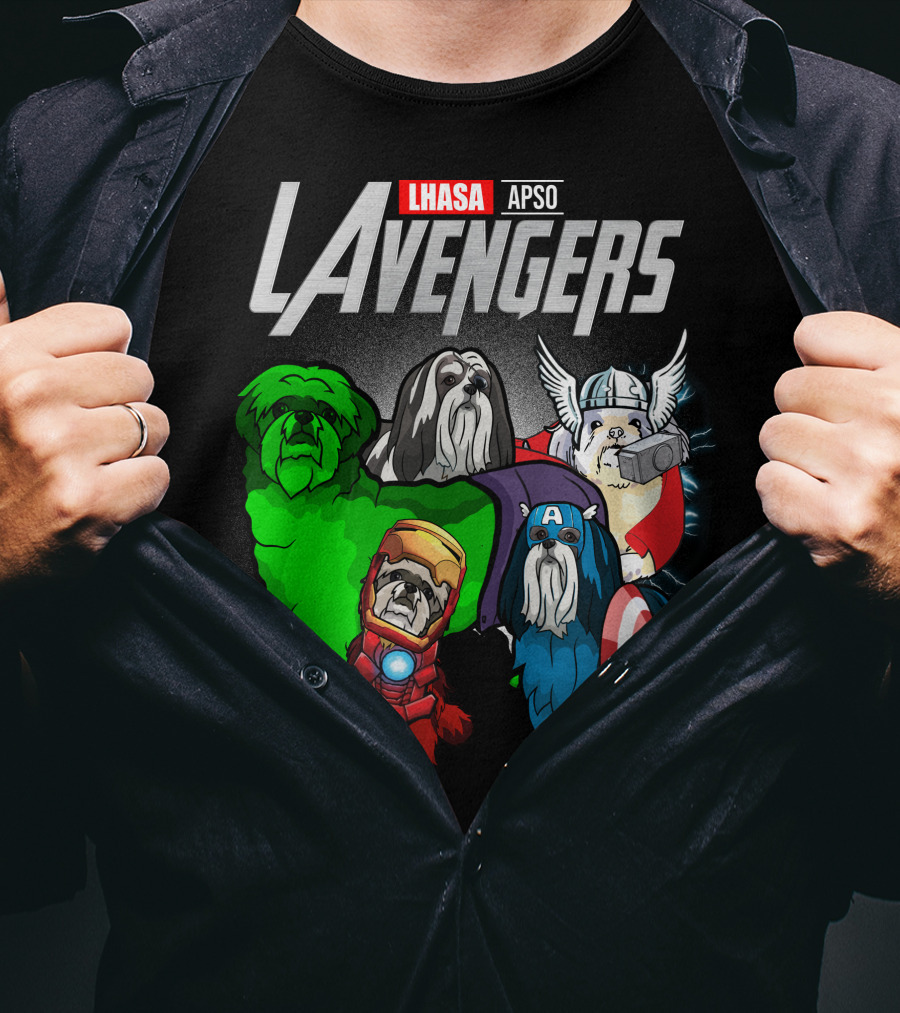 Lhasa Apso LAvengers Comic Superhero Dogs T-Shirt