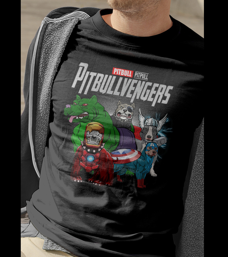Pitbull Pitbullvengers Marvel Superhero Dogs T-Shirt