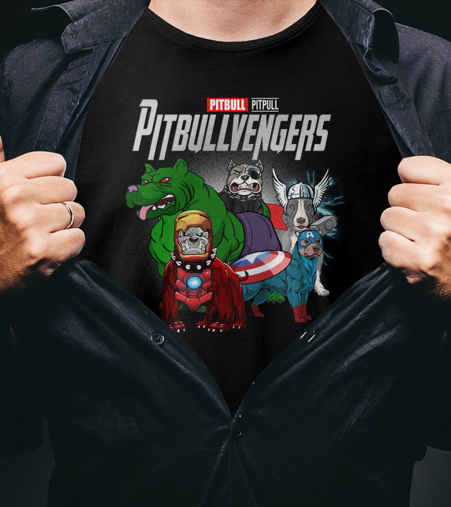 Pitbull Pitbullvengers Marvel Superhero Dogs T-Shirt