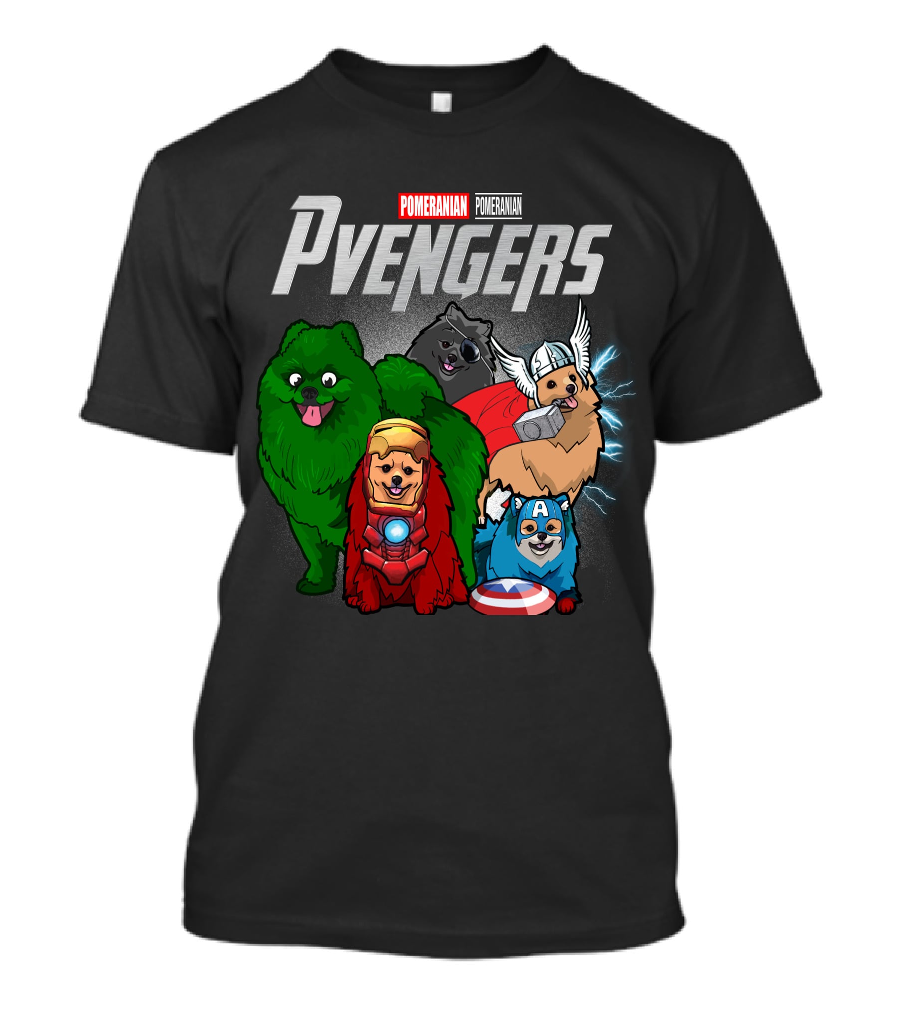 Pomeranian Pvengers Avengers Dog Superhero T-Shirt