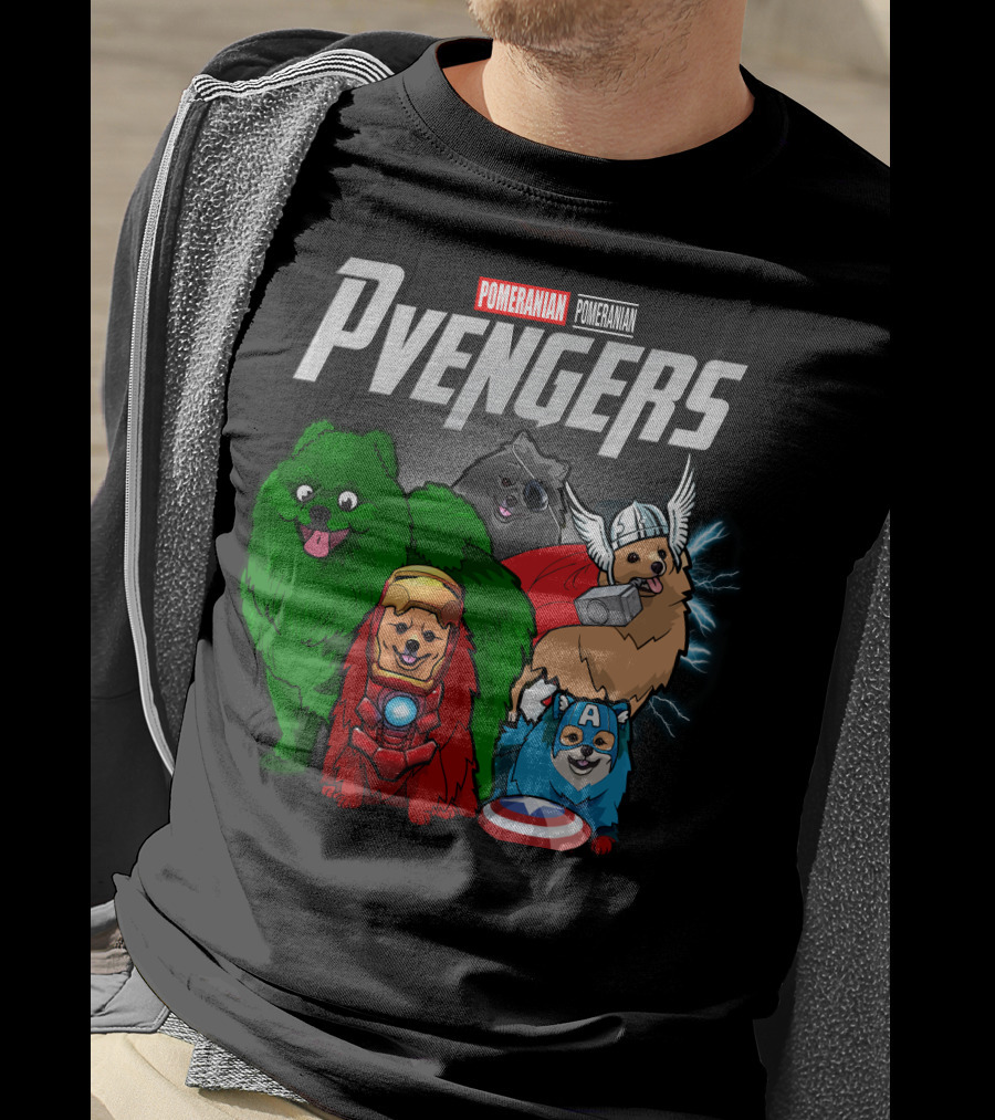 Pomeranian Pvengers Avengers Dog Superhero T-Shirt