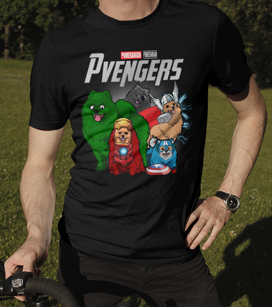 Pomeranian Pvengers Avengers Dog Superhero T-Shirt