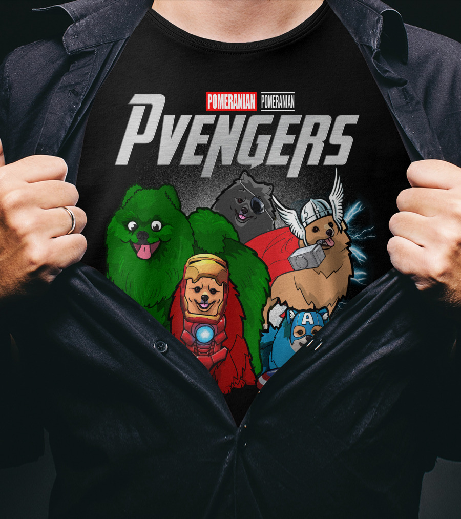 Pomeranian Pvengers Avengers Dog Superhero T-Shirt
