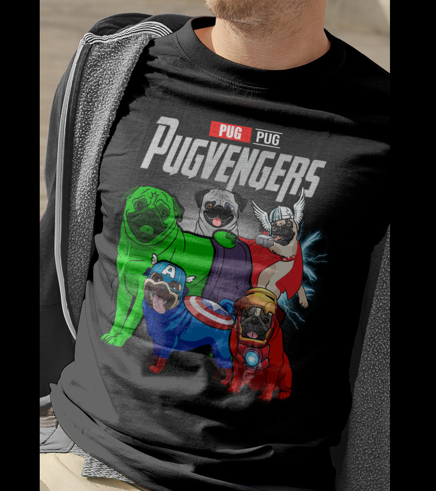 Pug Pugvengers Superhero Dogs Comic T-Shirt