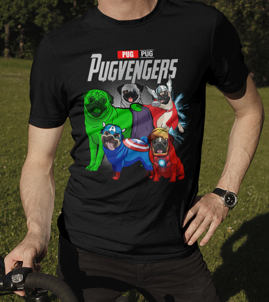 Pug Pugvengers Superhero Dogs Comic T-Shirt