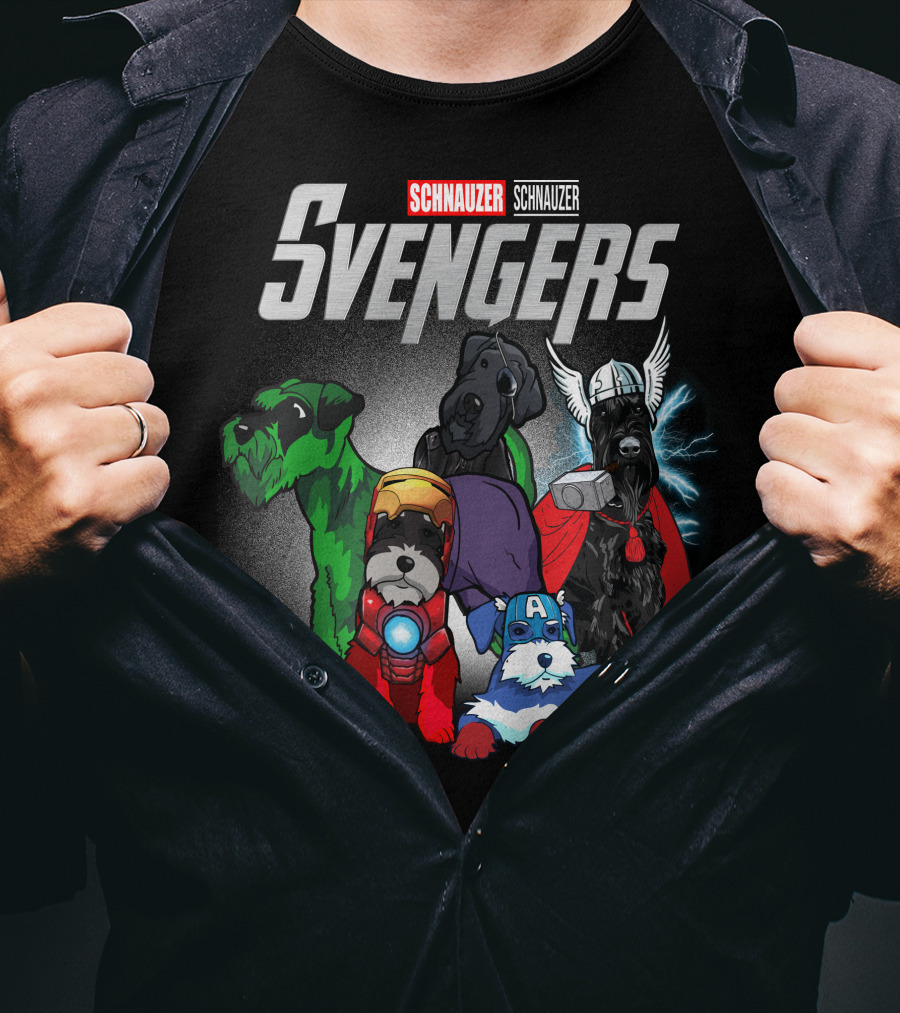 Schnauzer Svengers Marvel Parody With Superhero Dogs T-Shirt