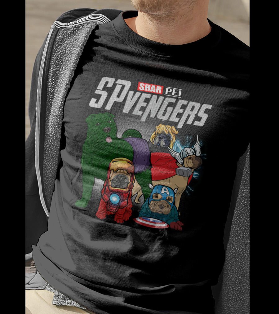 Shar Pei SPvengers Avengers Dog Parody Pug Superheroes T-Shirt