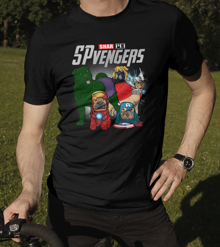 Shar Pei SPvengers Avengers Dog Parody Pug Superheroes T-Shirt