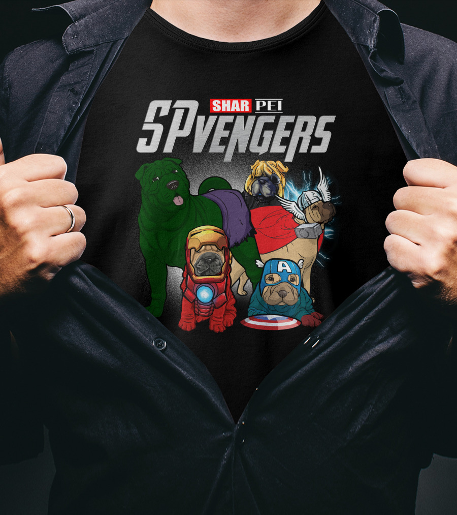 Shar Pei SPvengers Avengers Dog Parody Pug Superheroes T-Shirt