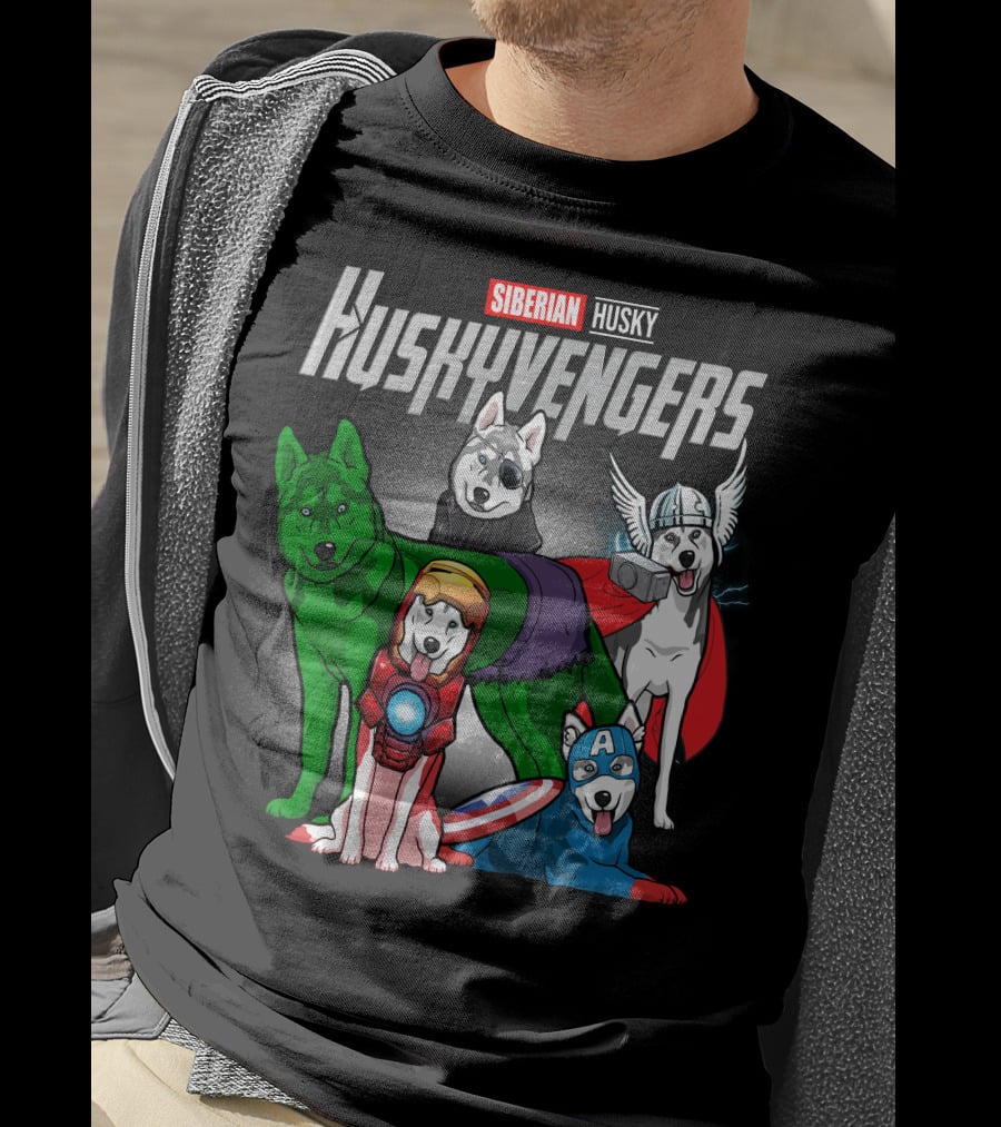 Siberian Husky Huskyvengers Superhero Dogs T-Shirt