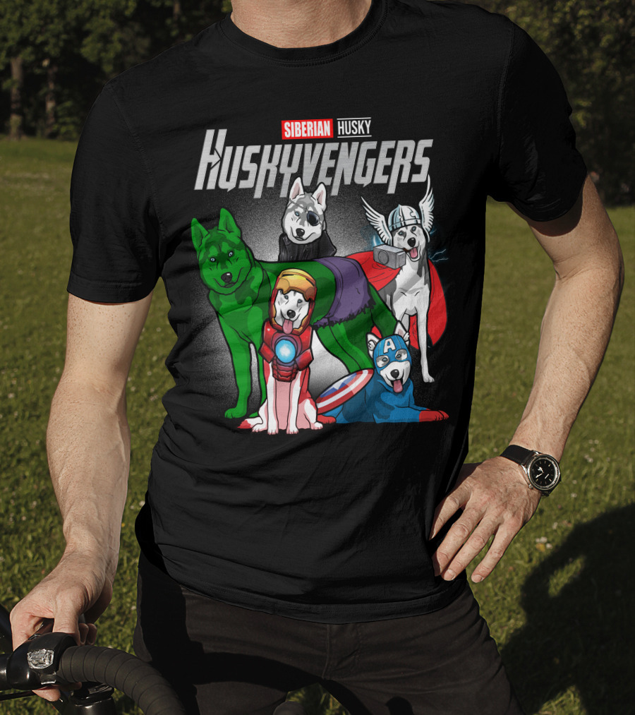 Siberian Husky Huskyvengers Superhero Dogs T-Shirt