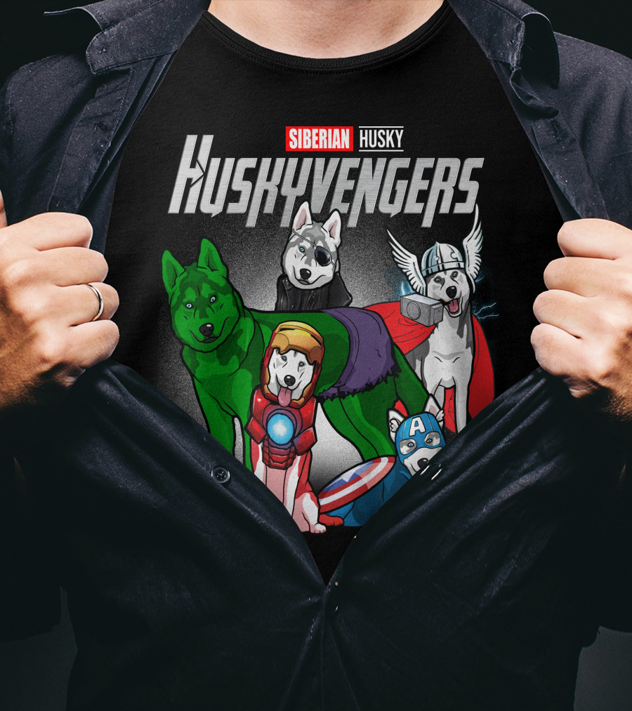 Siberian Husky Huskyvengers Superhero Dogs T-Shirt