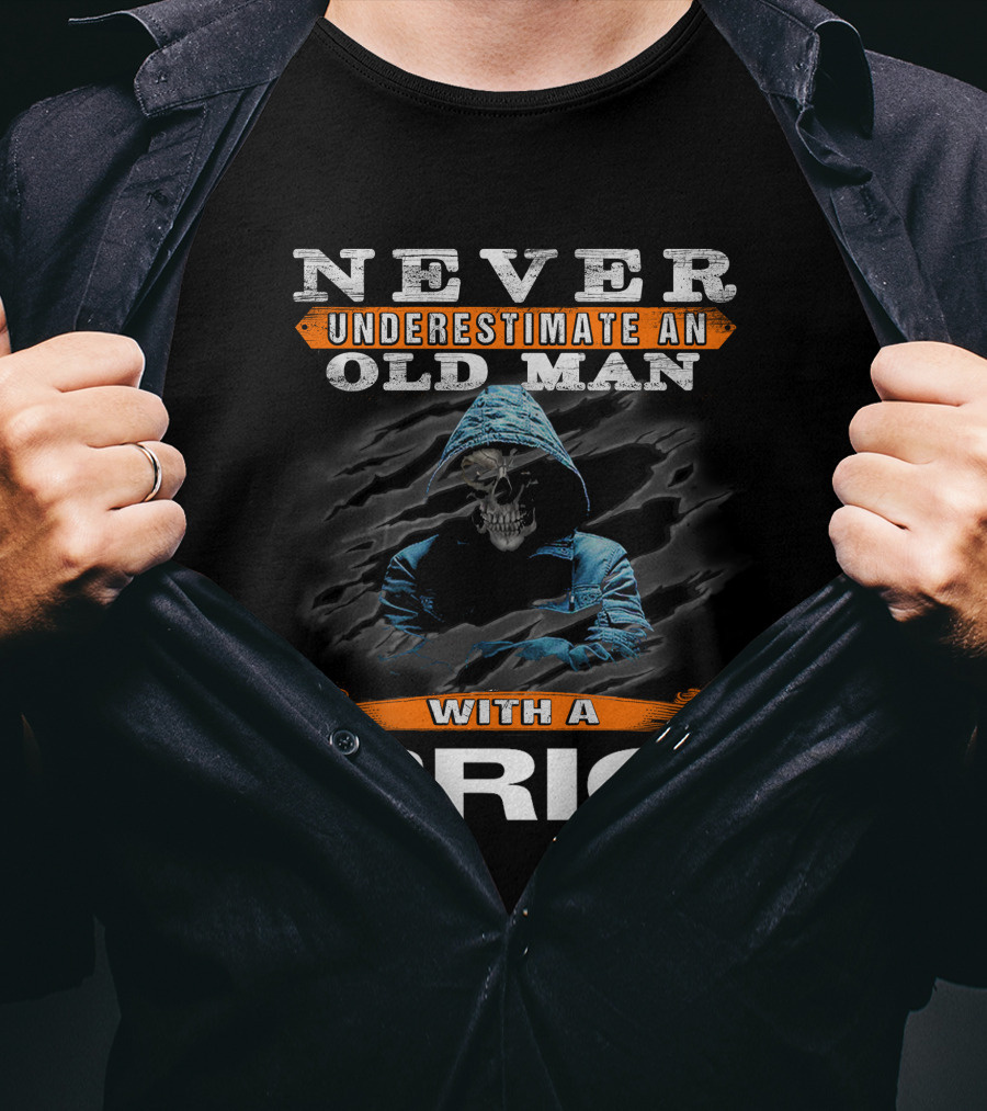 NEVER UNDERESTIMATE AN OLD MAN WITH A BRIG BOAT T-Shirt