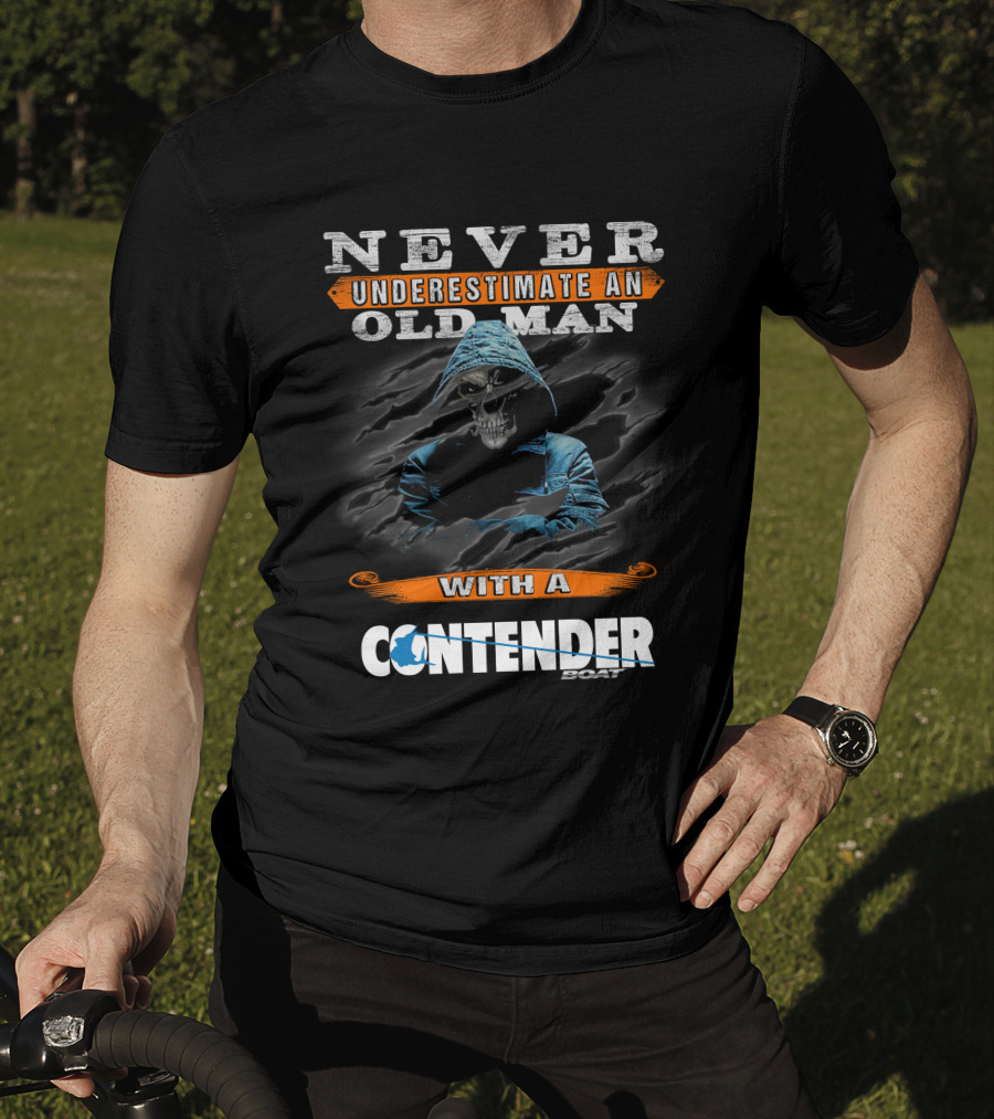 Never Underestimate An Old Man With A Contender Boat Skull T-Shirt