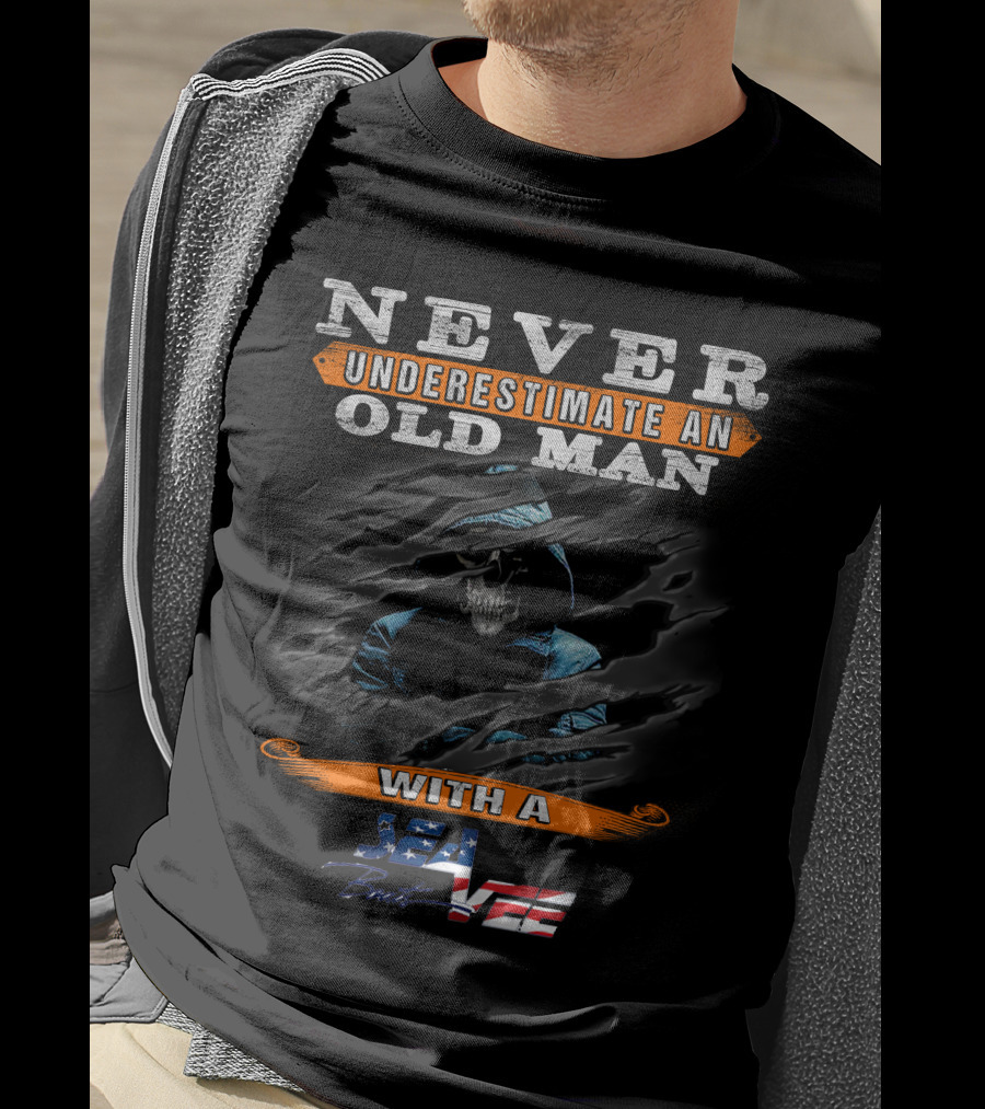 NEVER UNDERESTIMATE AN OLD MAN WITH A USA V8 T-Shirt