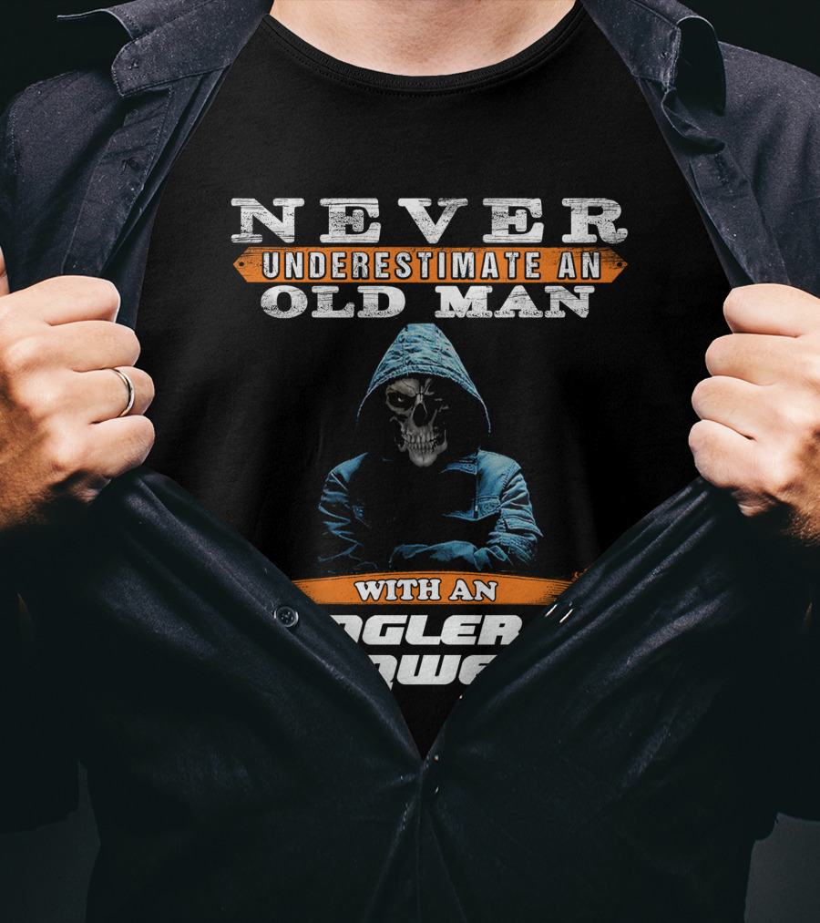 NEVER UNDERESTIMATE AN OLD MAN WITH AN ANGLER QWEST BOAT T-Shirt